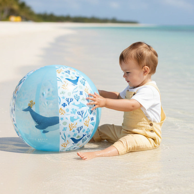 Blauer Strandball für Kinder mit Meeresmotiv