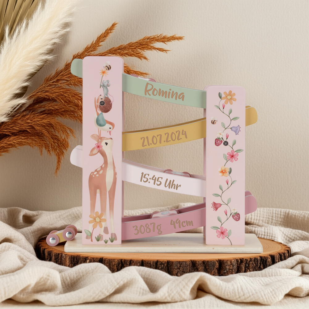Pista de rodaje de madera – maravilloso regalo de nacimiento para niñas