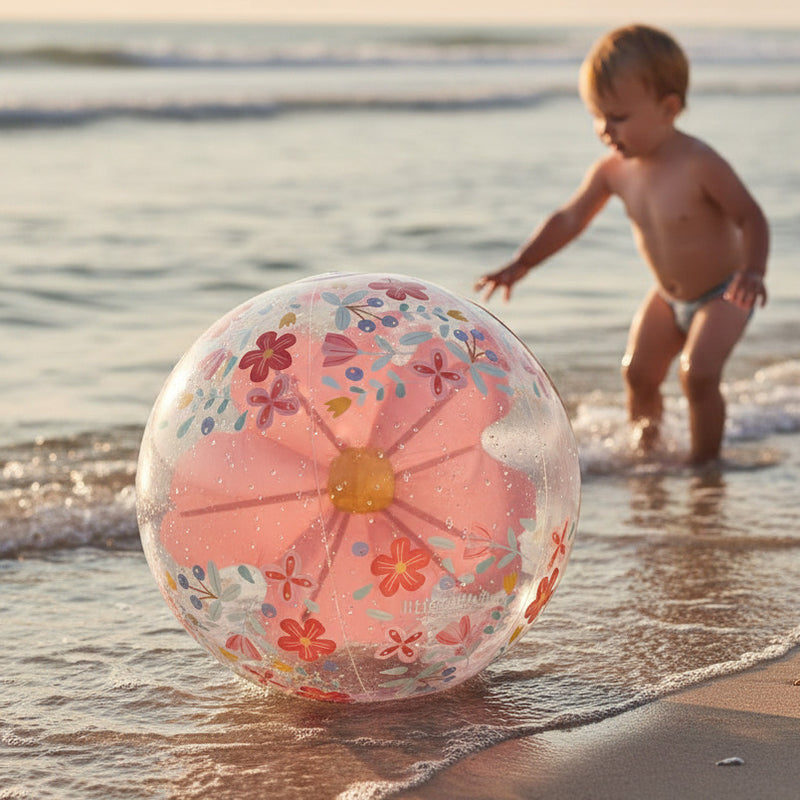 Großer Strandball für Kinder mit Blumenmotiv